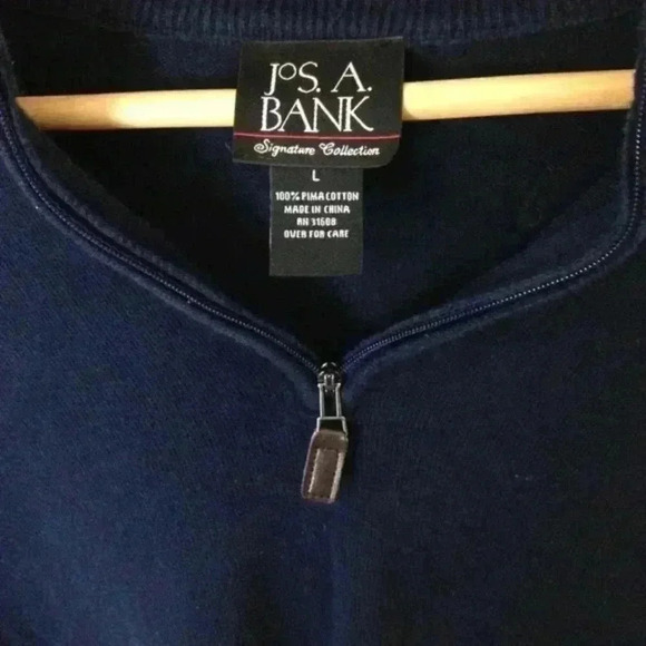 Jos. A Bank Pima Cotton Blue Large 1/4 Zip Sweater - Picture 2 of 5
